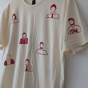 The Office Gildan Cream T-Shirt with Red Graphic